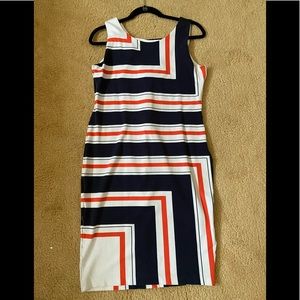 H&M Orange/ Navy Pencil Dress